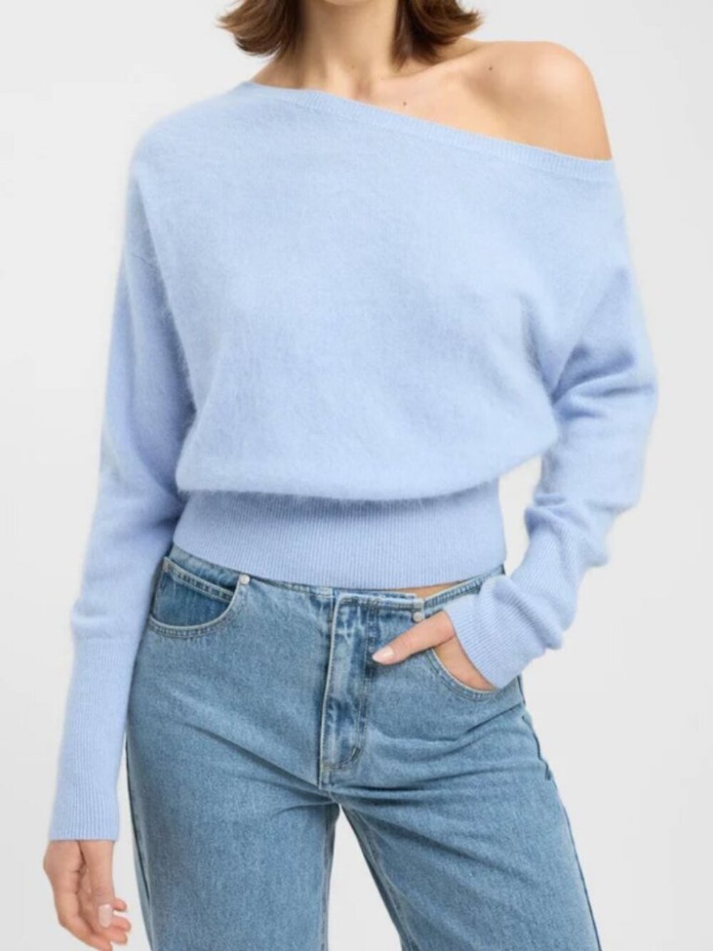 Kookai Geneva One Shoulder Sweater Light Blue S